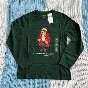 Ralph Lauren Forest Green Polo Bear Long Sleeve Tee